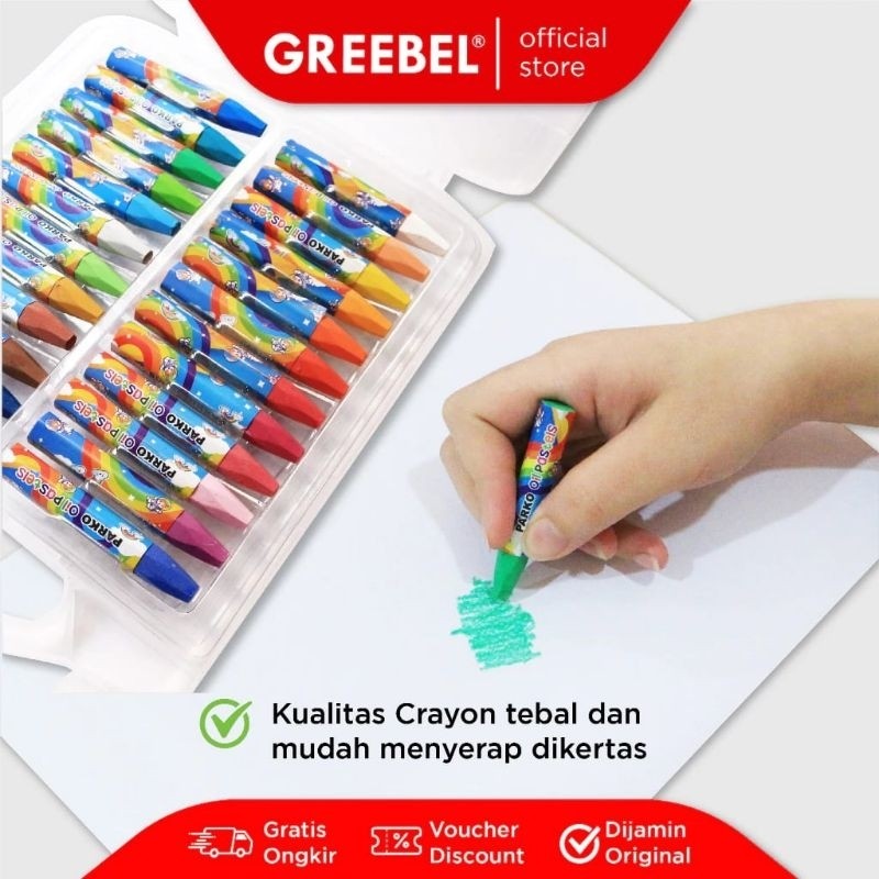 

[READY] Greebel Crayon Parko Oil Pastel 24 warna / crayon parko greebel
