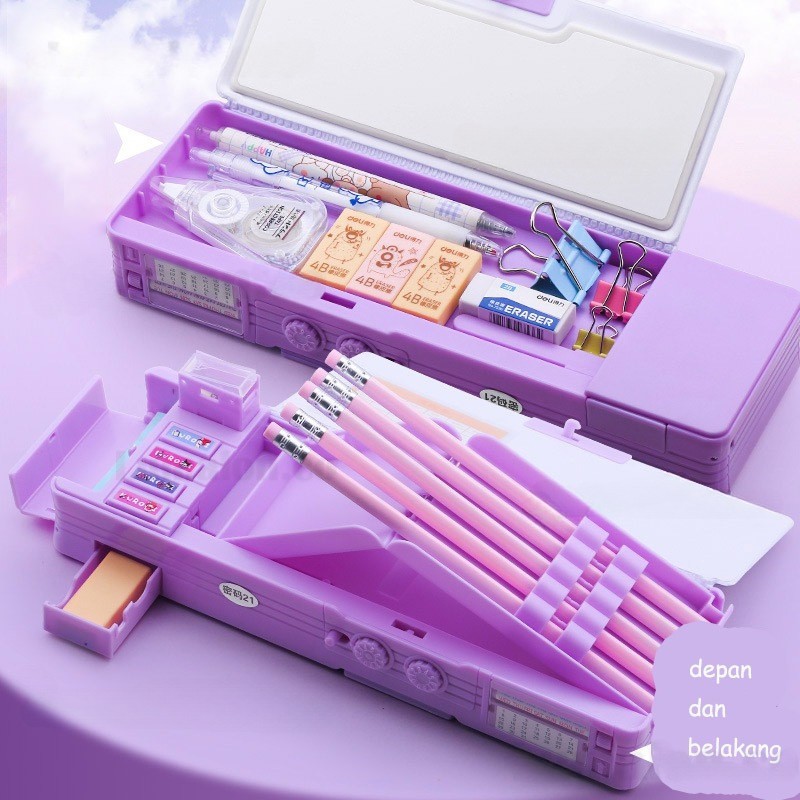 

JH8 Penjual LokalKotak Pensil Bahan tahan air kuromi Tempat Pensil Password Multifungsi Lapis Ganda