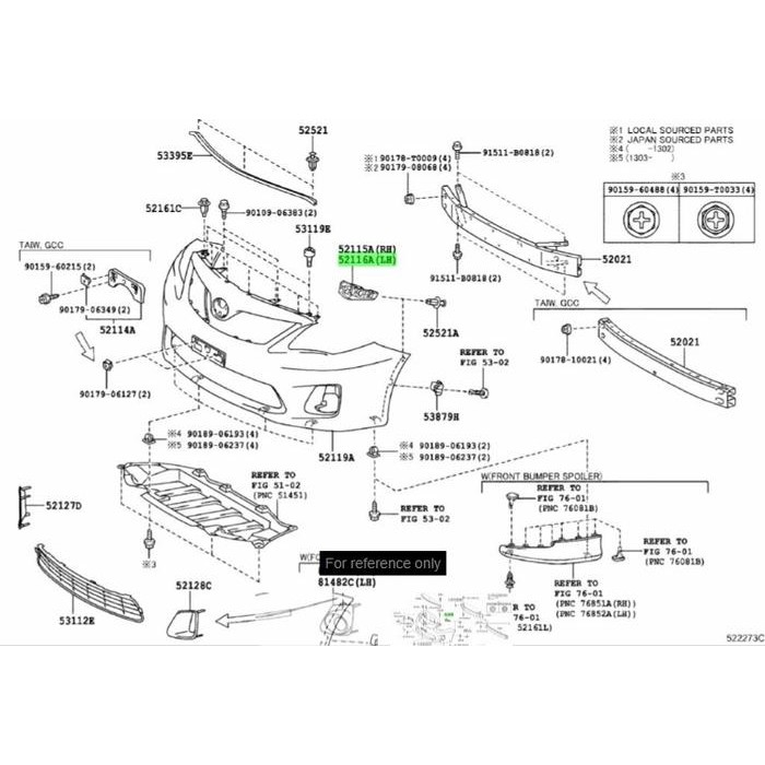 Bracket Breket Bumper Depan Toyota Corolla Altis 2007 2008 2009 2010 2011 52115/52116-02140 Kode 050
