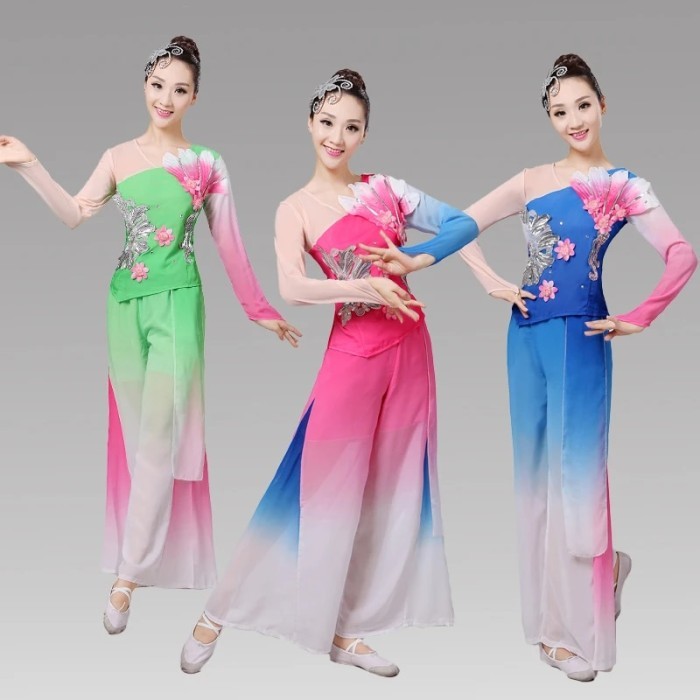 New National Costume Dance Theatrical Costumes Folk Yangko Fan Dance