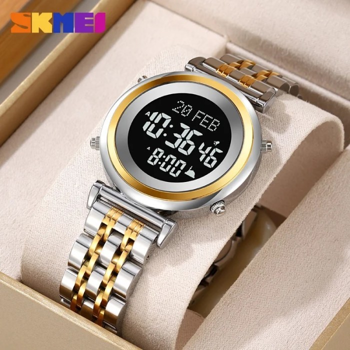 SKMEI Fashion Full Steel Muslim Azan Digital Watch Men Back Light