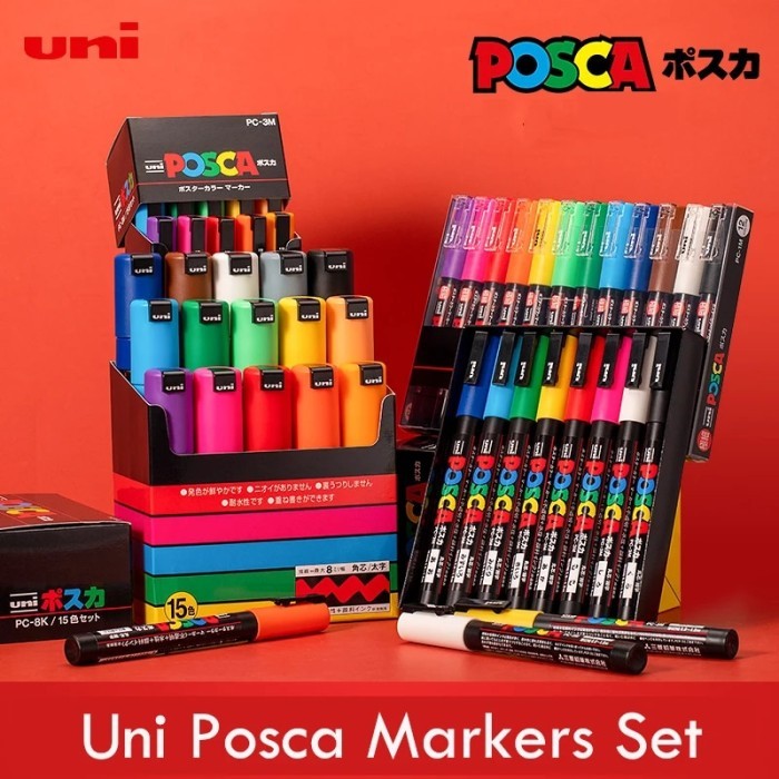 Uni Posca Markers Paint Pen PC-1M/3M/5M/8K/17K Set Boligrafos