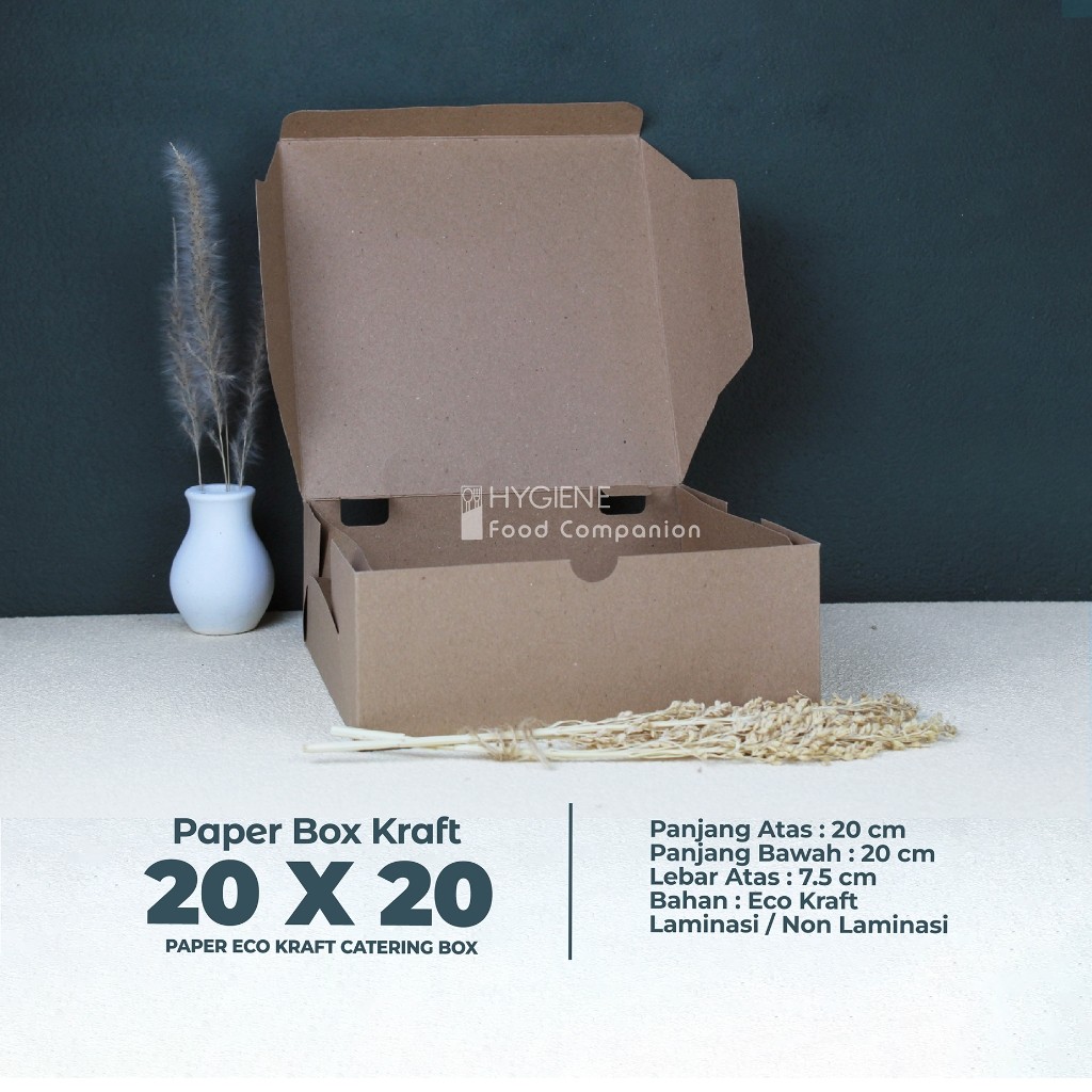 

DUS KOTAK NASI 20X20 / KOTAK NASI KRAFT TEBAL 325 GSM / KATERING BOX 20 X 20
