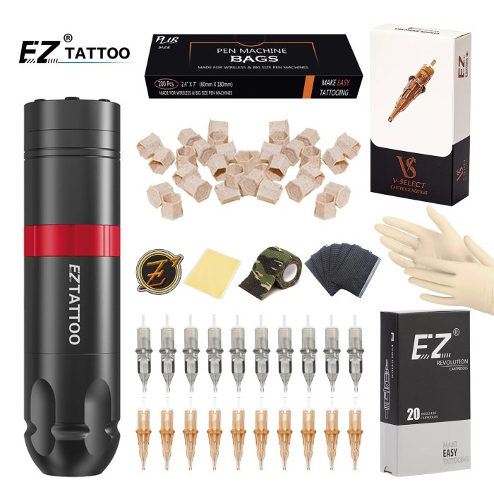 EZ Tattoo Kits Caster Wireless Cartridge Tattoo Machine pen with