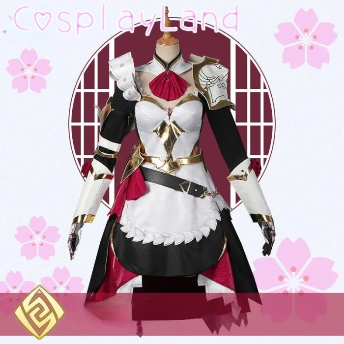 Game Genshin Impact Noelle Cosplay Costume Maid Dress Halloween