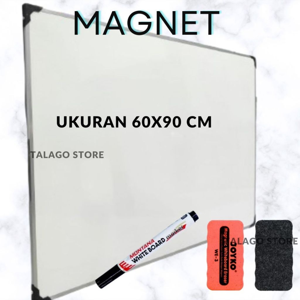 

Papan Tulis Magnet - Papan Tulis - Whiteboard - Papan Tulis 60 cm x 90 cm free spidol dan penghapus