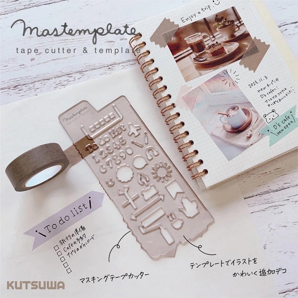 

Kutsuwa Mastemplate Tape Cutter & Template Drawing for Masking Tape Journal Deco