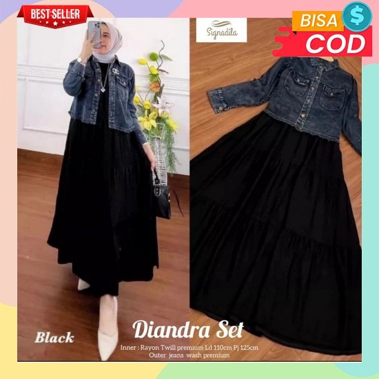 0 One Set Jaket Jeans Crop Dan Iner Susun Dress  Setelan Wanita Kekinian Dan Viral Ukuran Jumbo