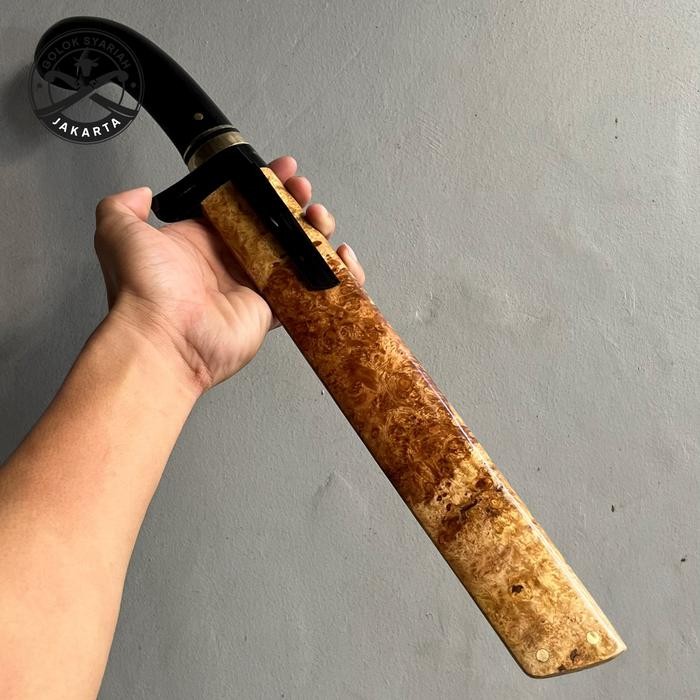 PREMIUM Golok sembelih baja ELMAX kayu brull amboyna *super tajam*