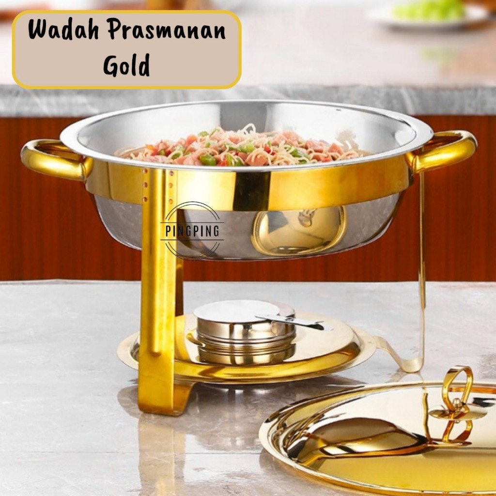 ID ROUND CHAVING DISH / WADAH PRASMANAN STAINLESS STEEL TEBAL/PANCI PRASMANAN BULAT - ROUND CHAFING