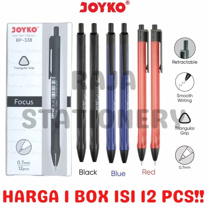 

Ready JT JOYKO BALL PEN CLICKER PULPEN CETEK JOYKO BP-338 1 BOX 12 PCS - HITAM