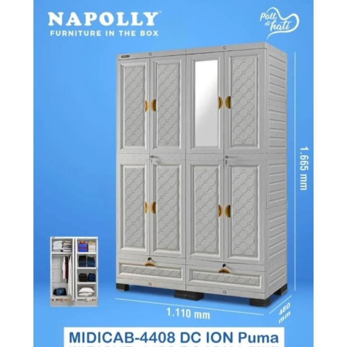 (KHUSUS BOGOR) LEMARI PAKAIAN PLASTIK JUMBO 4P NAPOLLY MIDICAB-4408