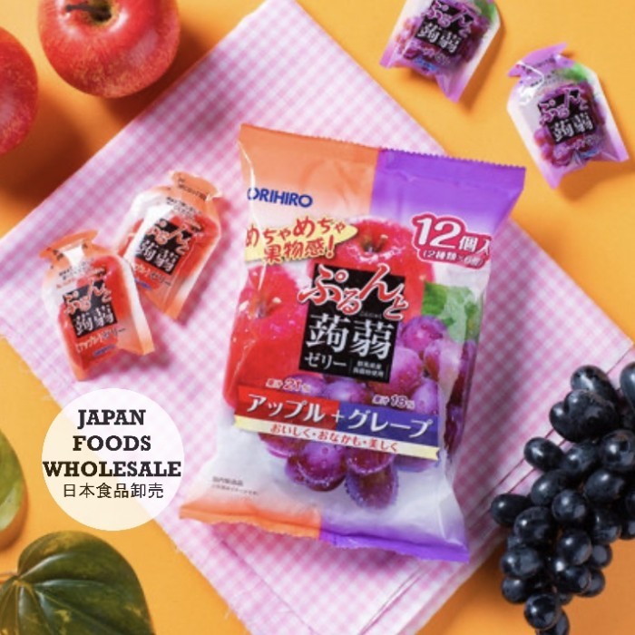 

Orihiro Apple & Grape Konjaku Pouched Jelly / Jelly Jepang / Cemilan