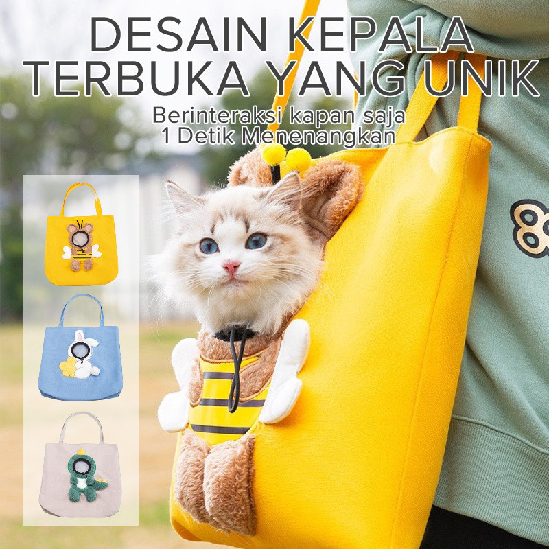 LOOOOPY Pet Out Tas Tangan Tas Kucing Tas Anjing Kecil Hewan n Anjing Dapat Mengkapkan Kepala Tas