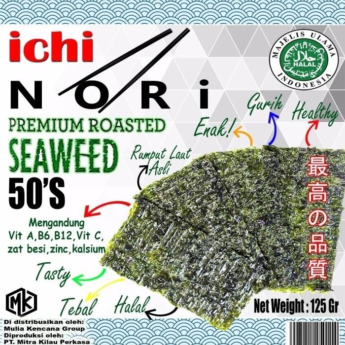 

Terlaris- Ichi Nori Sushi Nori 50 Sheet Rumput Laut Seaweed 125 Gr