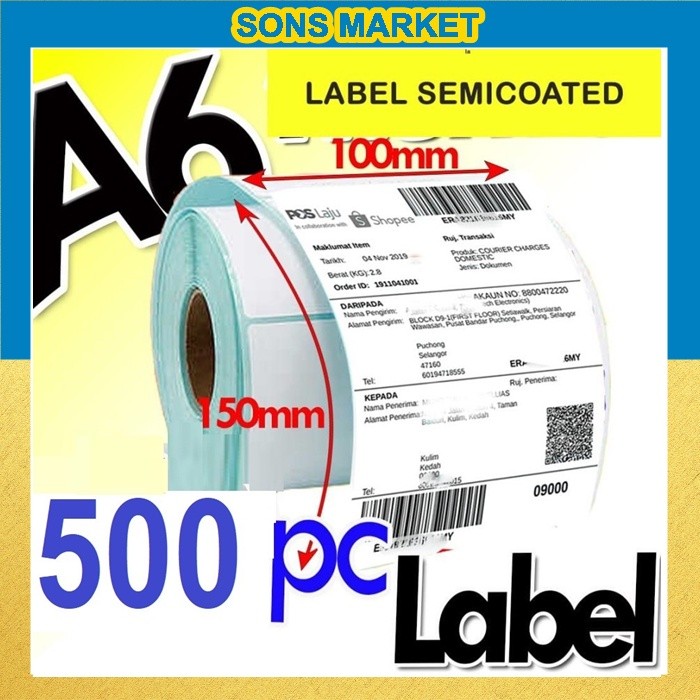 

Kertas Label Barcode 100 x 150 Kertas Stiker Thermal 100x150mm Isi 500