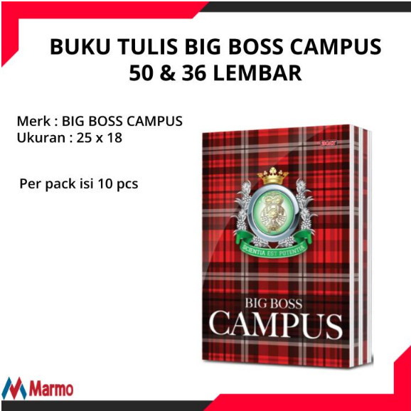 

BUKU TULIS BIG BOSS CAMPUS ISI 36 dan 50 LEMBAR - 1 PAK/10PCS