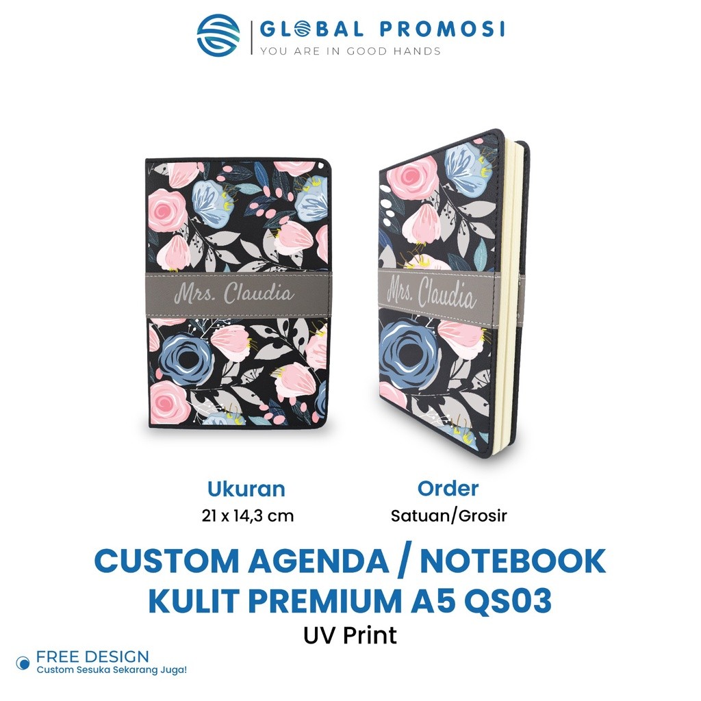 

Custom Nama/Logo Uv Print Notebook Agenda Kulit Premium A5 Buku Catatan Kerja Souvenir QS03