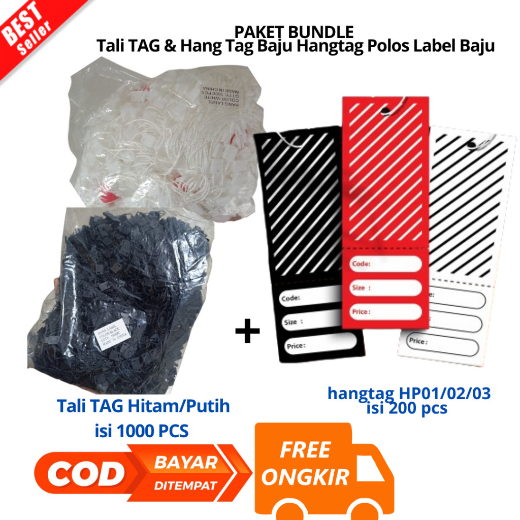 

[PZS] BAYAR DI TEMPAT PAKET Tali HangTag @1000pcs - Tali Gantungan Label Baju Laundry tali label