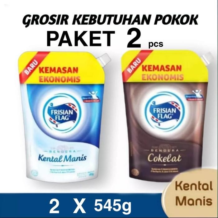 

2 pcs FRISIAN FLAG Kental Manis Pouch 545g coklat putih Milk Baking