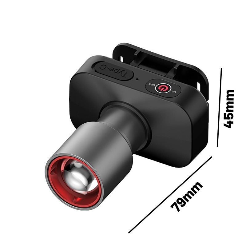 HUNTMAX Senter Kepala Cahaya/Lampu Senter Kepala Fokus & Penyebaran Zoom 60w/800lumen