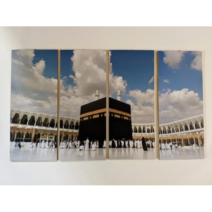Terlaris hiasan dinding wooden poster lukisan kabah mekah uk 150x100