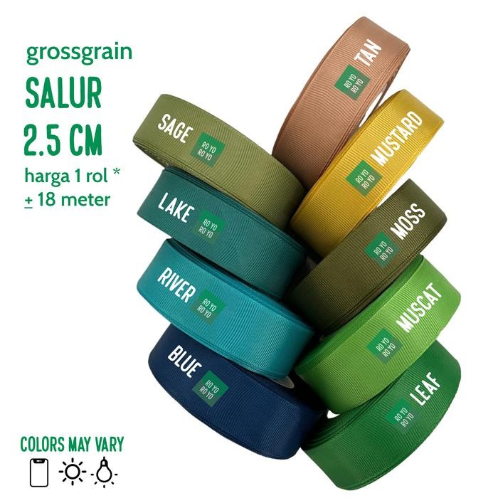 

Pesta- RIBBON BY ROLL - Shade # 2 Pita Hijau Salur / Grossgrain 2.5 cm