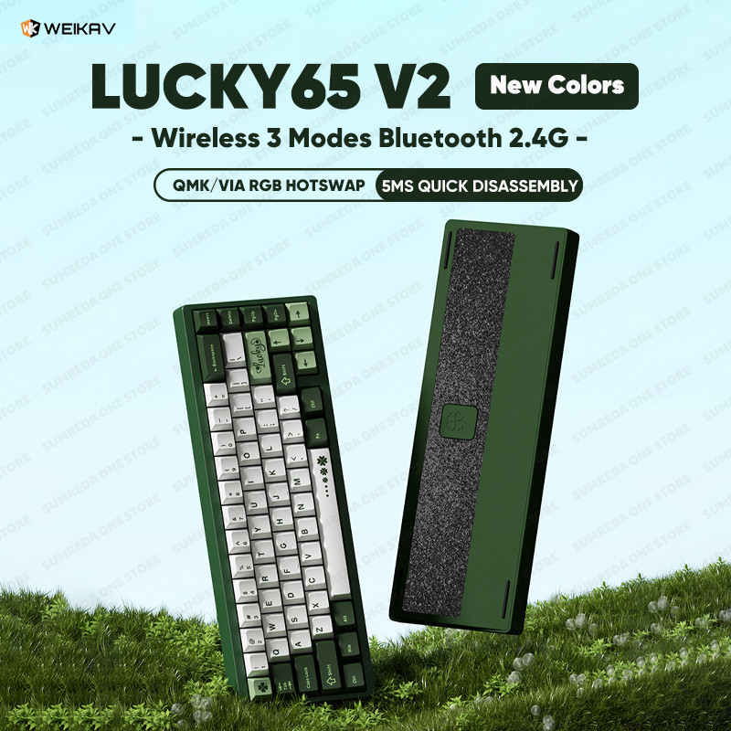 Lucky65 V2 Sugar65 Weikav Lucky 65Keys Mechanical Keyboard Aluminum Alloy 3-Mode Rgb Hot Swappable