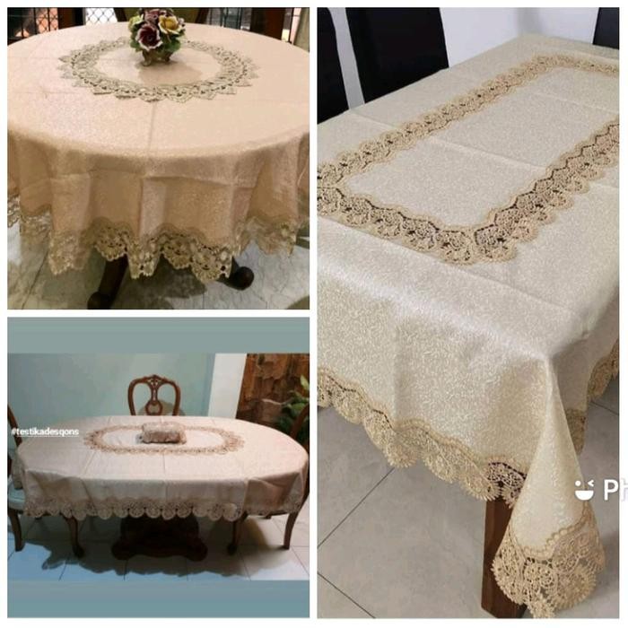 Taplak Meja Makan 6 Kursi Renda Bulat/Taplak Meja Makan 6 Kursi Petak/Oval
