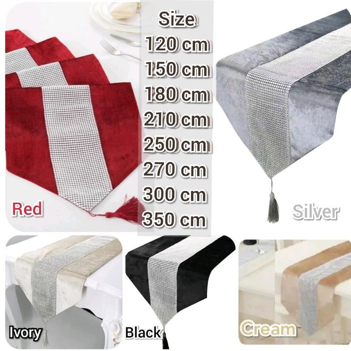 Table Runner Taplak Meja Panjang Mewah Cantik Beludru Bludru Syahrini Panjang 120,,180,210,250,270