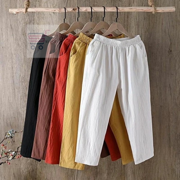 Celana Katun Linen 7/8 Korean Style Corapants Harga Promo