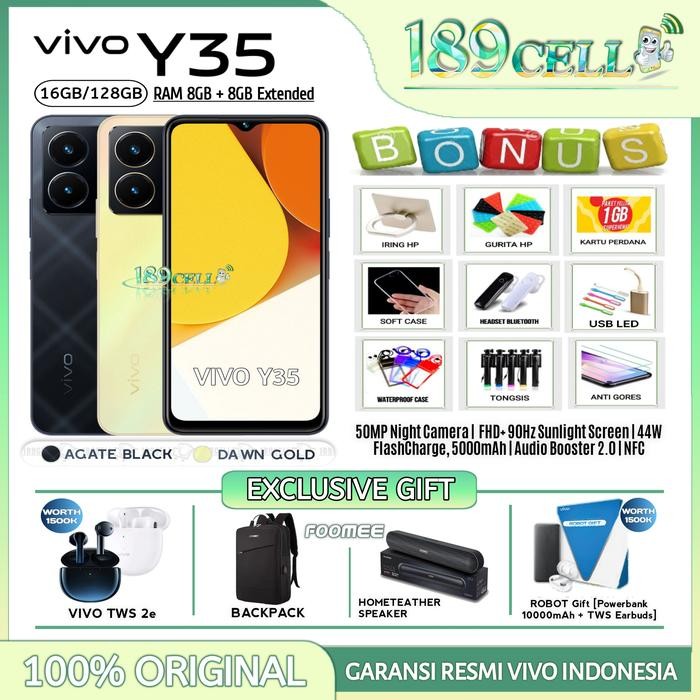 Gadgetra- Vivo Y35 2022 Y 35 8/128 Y35 Ram 8Gb+8Gb Extended Garansi Resmi