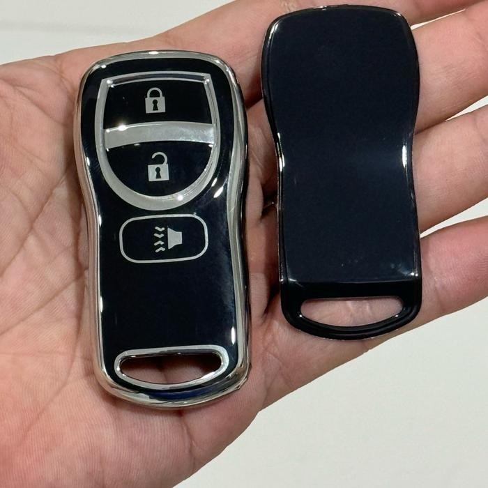 BARANG TERLARIS Case Cover Sarung Kunci Mobil Nissan Grand Livina 2010-2015 List Silver Kendaraan