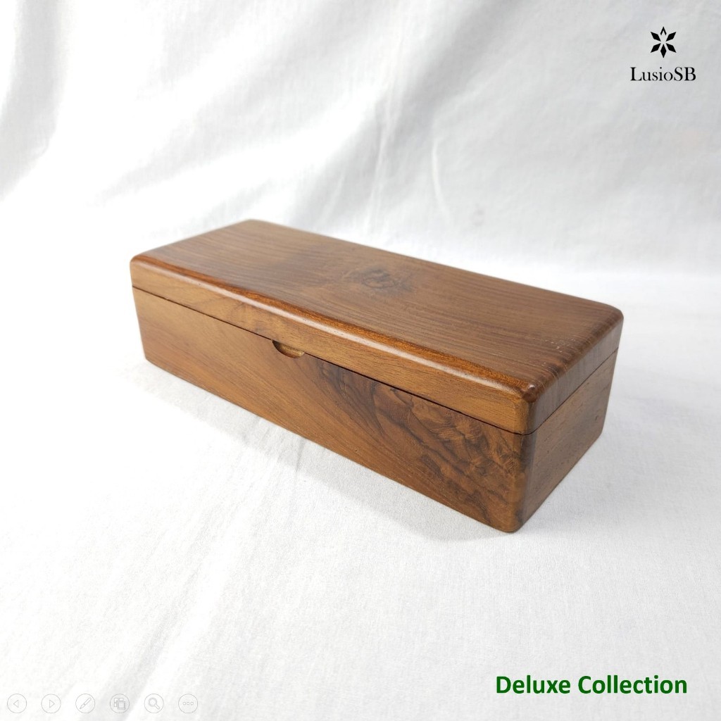 LusioSB Tempat Sendok Kayu Jati Premium Tutup Engsel