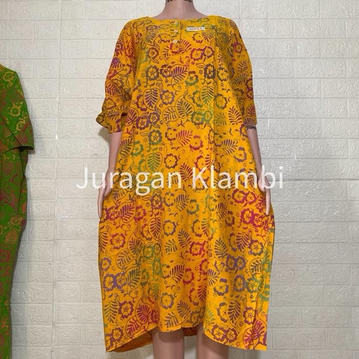 Ready Daster L5 Jumbo Ld 150 Kencana Ungu Batik Cap Label Hitam Busui Kancing Nyaman Wanita Bumil