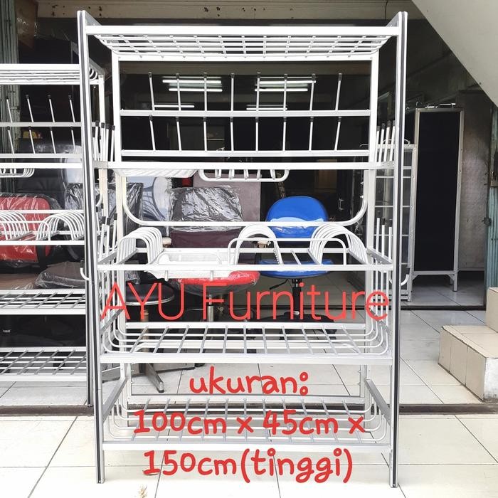 Rak piring terbuka alumunium pipa besar