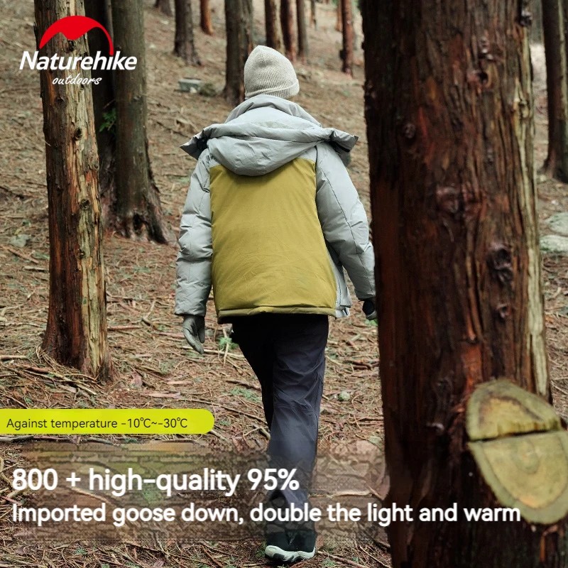 Naturehike Thickened Jacket Hooded 800Fp Goose Down Coat For Men Women Camping Hiking Waterproof