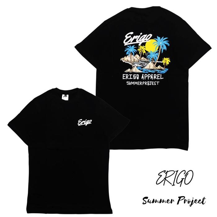 P8K KAOS JUMBO PRIA DISTRO PREMIUM ERIGO APPAREL SUMMER PROJECT WARNA HITAM BAHAN KATUN 30S ATASAN