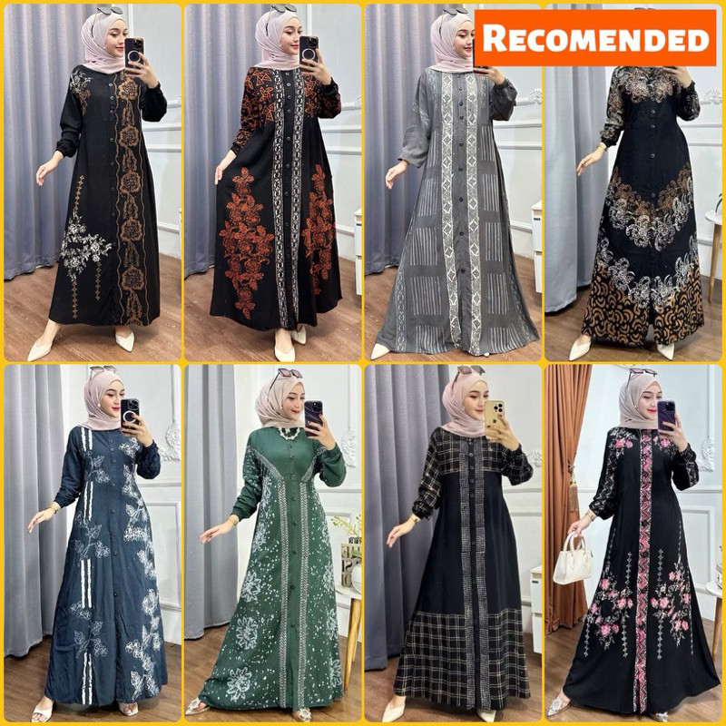 Batik Usman - Gamis Twill Rayon Premium Model Kancing Terbaru Jumbo Syari Kekinian Batik Cap