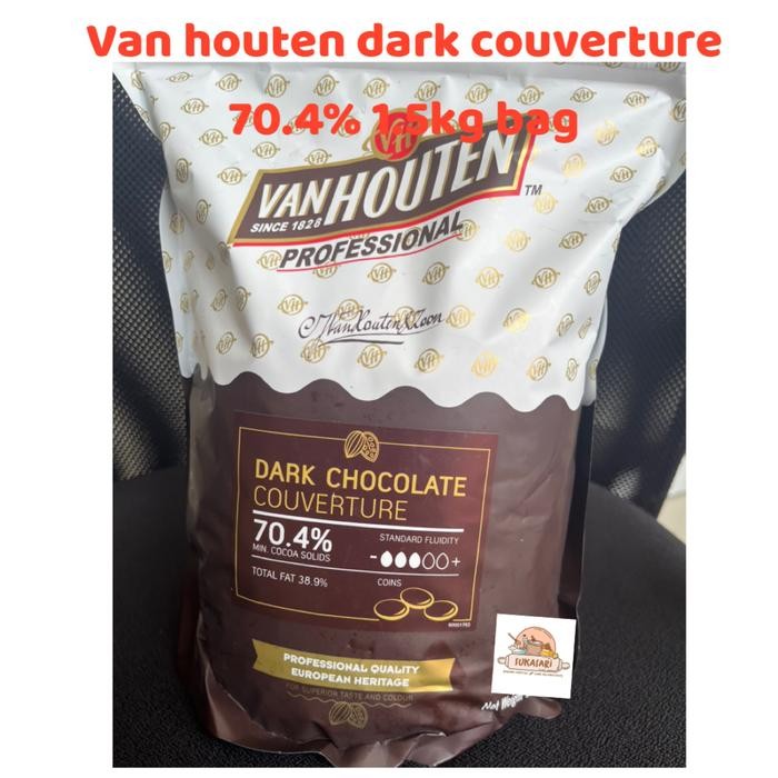

Van Houten Dark Chocolate Couverture 70.4% 1.5kg bag coklat Coin