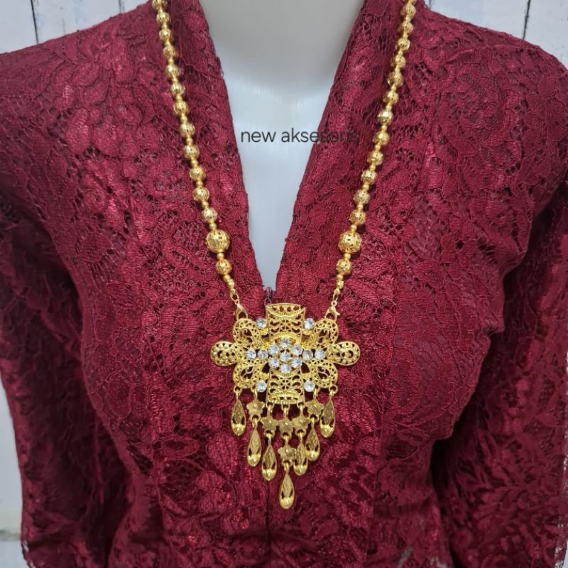 Makmur_55 Kalung Kebaya Kutu Etnik Mewah Aksesoris Adat Bugis Makasar Bali Pin Baju Bodo Modern
