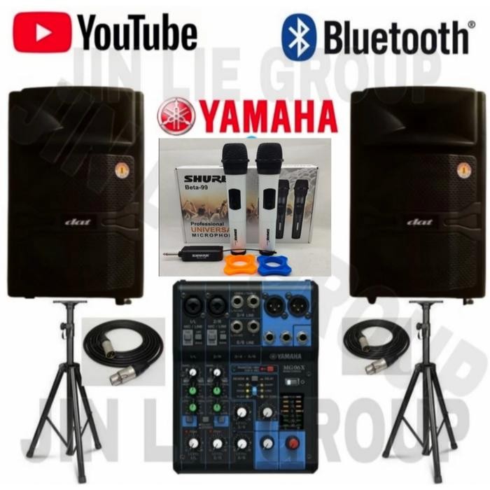 GROSIR PAKET SOUND MIXER YAMAHA 6CH SPEAKER 12 INCH AKTIF MIC WIRELESS