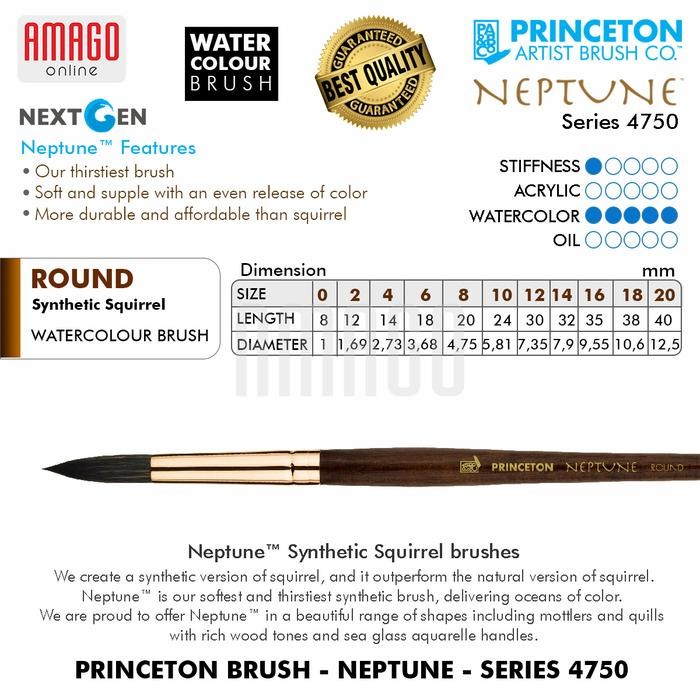 

Kuas - Princeton Neptune Watercolour Brush - Round - Pilih Ukuran