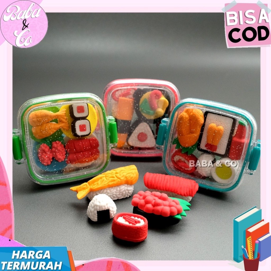

Penghapus Lucu Penghapus Bentuk Makanan Sushi Ice Cream Box Meal Mini Unik Hapusan Pensil Murah
