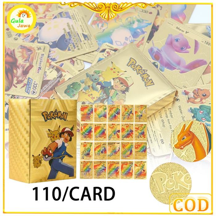 Kartu Pokemon logam/Gold Emas Langka Pokemon/Trainer Card Pokemon