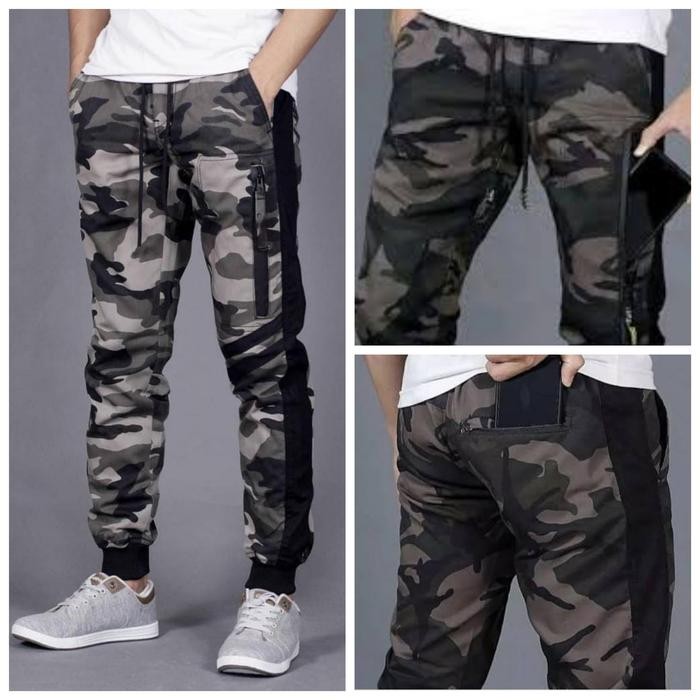 CELANA JOGGER PANJANG CELANA JOGER PRIA LORENG ARMY