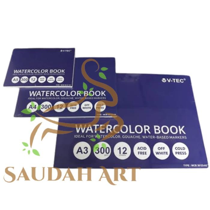

V-Tec Watercolor Book 300Gsm 12 Sheet A5/A4/A3