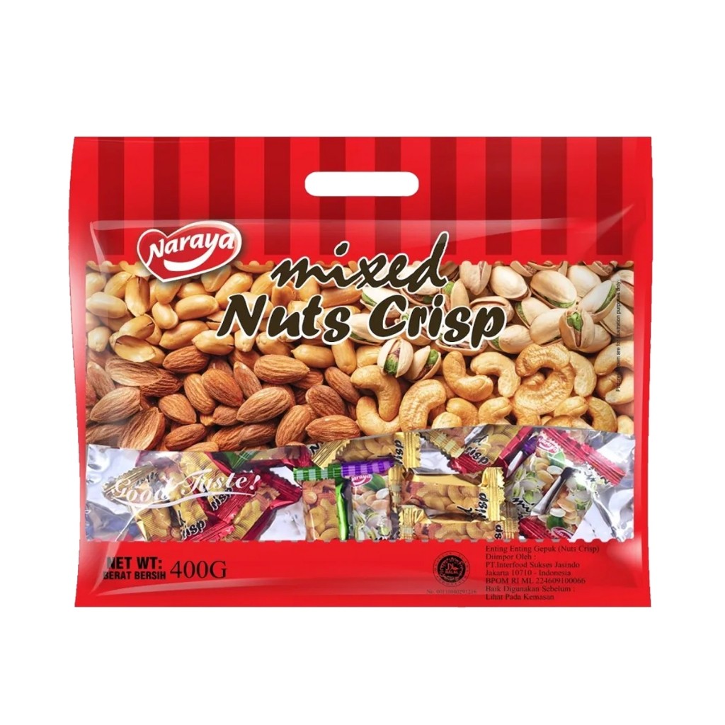 

Naraya Mixed Nuts Crispy 400 Gram Halal Tingting Kacang Permen Kacang Panggang Naraya Enting Gepuk