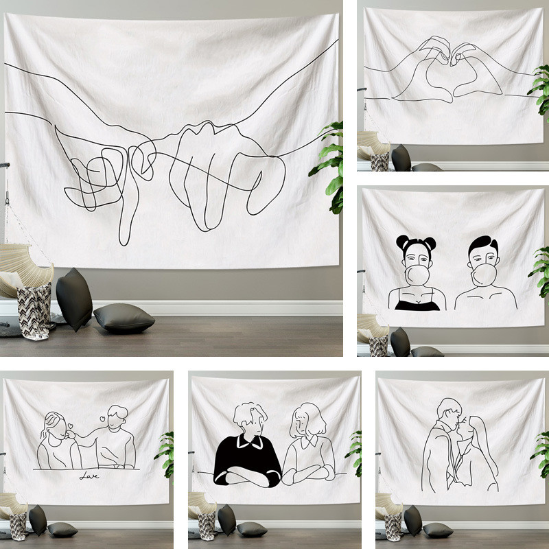 Permadani Dinding Gantung Dinding Abstraksi Pasangan LED Kamar Tidur Gantung Dekorasi Asrama Dekoras