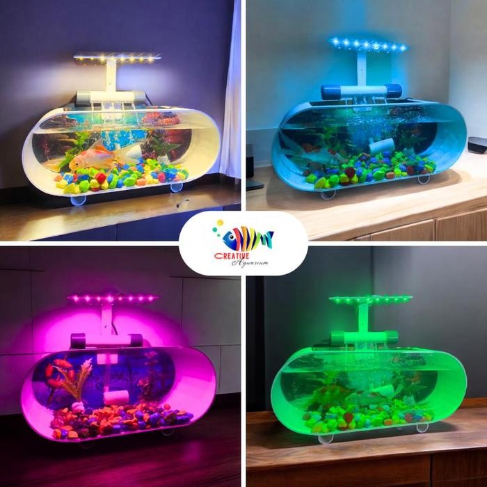 PREMIUM Terlaris [PROMO] Aquarium full set / aquarium mini akrilik lengkap dengan pompa dan Mesin